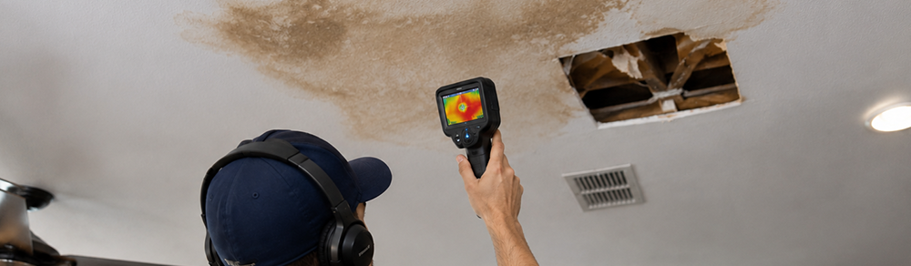 Hidden water leak inspection with thermal camera